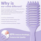 Curl Defining Brush, 4-in-1 Curly Hair Brush – Flexible Styling Brushes for Women and Men, Curls Detangling Hairbrush Featuring a Crescent Shape and Ultra-Smooth Bristles for Wet & Dry Hair - Purple