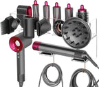 Wall Mount Holder Compatible with Dyson Airwrap Styler Supersonic Hair Dryer, Organizer for Storage Attachments, Rack with Hooks for Accessories Nozzles Barrels Brushes