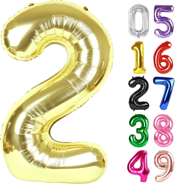 Light Gold Number 2 Balloon 40 Inch, 2nd Birthday Decorations Men Women | Foil by IWERP