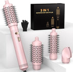 4 in 1 Rotating Hair Dryer Brush Spinning with Detachable Brush(2" & 1.5"),Negative Ionic Brush Blow Dryer 100-120V,3 Heats and 2 Speeds Rotating Hot Air Brush for Curling,Straight,Drying
