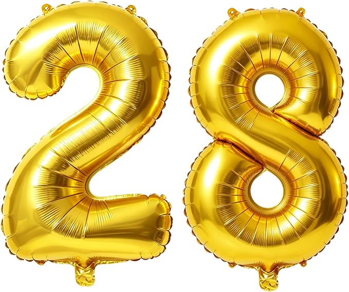 40 Inch Number 28 Balloons for 28th Birthday Party Decorations, 0-100 Gold by FOBELEC