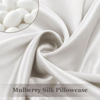 Adubor 100% Silk Pillowcase - Mulberry Silk Pillow Cases, 23 Momme 6A Grade Fibers, Silk Pillow Case for Hair and Skin Health, with Hidden Zipper (Queen 20''x30'', Lvory White, 2PC)
