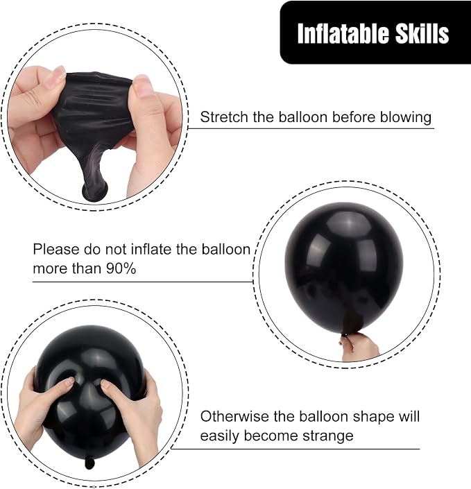RUBFAC Black Balloons, Party Balloon 12 Inch - Image 4