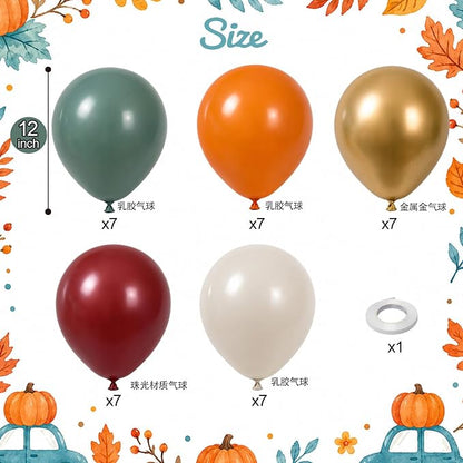 Fall Balloons, 12 Inch Burnt Orange Burgundy Sage Green Gold Balloon | - Image 2