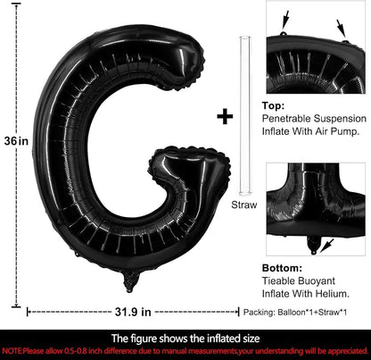 Lovoir 40 Inch Large Black Letter G Balloons Big Size Jumbo Mylar Foil Helium - Image 2