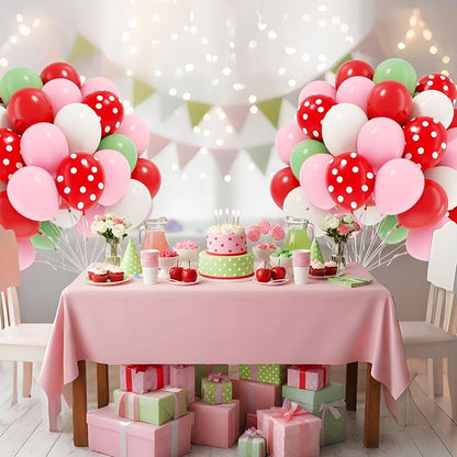 60pcs Strawberry Balloons with 12inch Pink Red White Green Balloons | - Image 7