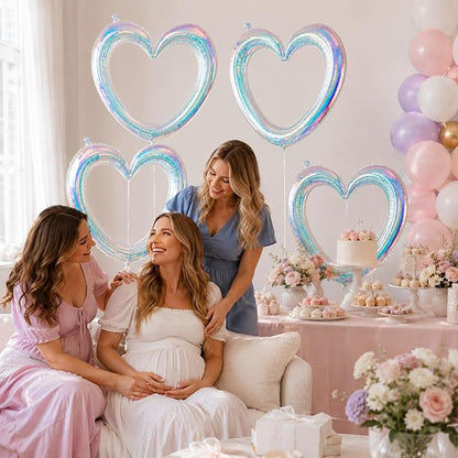 Iridescent Heart Balloons, Baby Shower, Engagement and Bridal Shower Decorations - Image 5