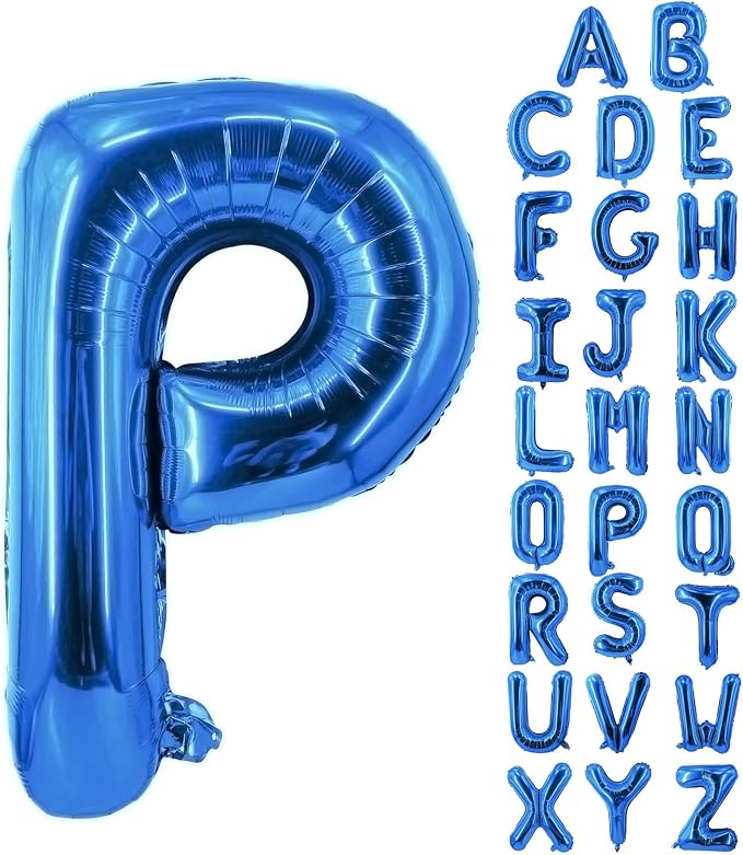 Letter Balloons 40 Inch Blue Giant Alphabet Balloons Letter P | Foil Mylar Big by YUNSHANGMO