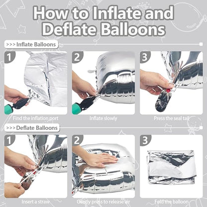 NISOCY 48PCS Metallic Silver Square Foil Balloons Wall Backdrop | Double Sided - Image 3