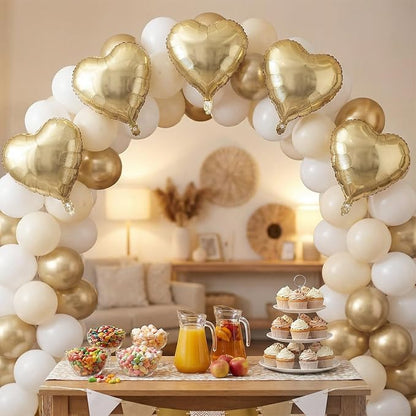 12 Pcs Light Gold Heart Balloons, 18 Inch Heart Foil Balloons Love Balloon - Image 3
