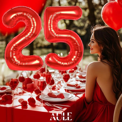 AULE 40 Inch Red 25 Balloon Number Foil 0-9 Birthday Big Numbers | Birthday - Image 3