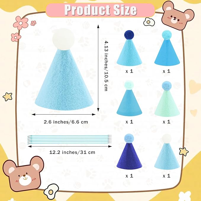 CANREVEL Mini Party Hats for Stuffed Animals Headwear, Birthday Hats - Image 3
