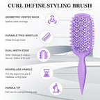 Curl Defining Brush for Thick Coily Hair, Firm-Bristle TPEE Detangling Brush for Coarse 4A–4C Curls, Dual-Sided Wide & Narrow Tooth Brush for Wet & Dry Curl Shaping– Women & Men (2054-Pale Lilac)