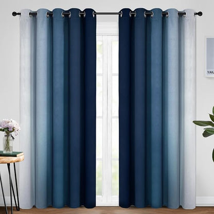 Yakamok Ombre Curtains Blue and Greyish White - Image 2