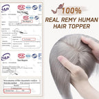 Rich Choices Real Human Hair Toppers for Women With Bang 100% Remy Human Hair Topper for Thinning Hair Clip in Silk Base Hair Topper 10 Inch GREY