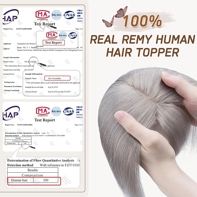 Rich Choices Real Human Hair Toppers for Women With Bang 100% Remy Human Hair Topper for Thinning Hair Clip in Silk Base Hair Topper 14 Inch GREY