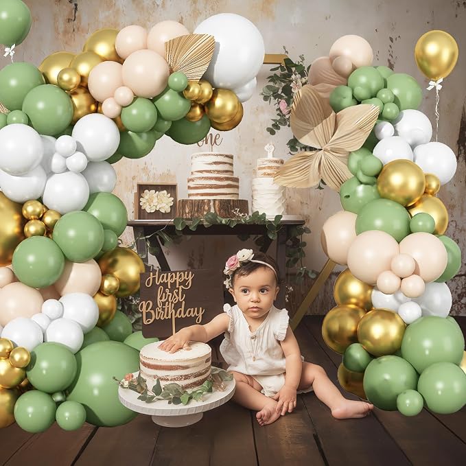 Sage Green Balloon Arch Kit 97Pcs Avocado Green Gold Balloons Garland Kit - Image 4