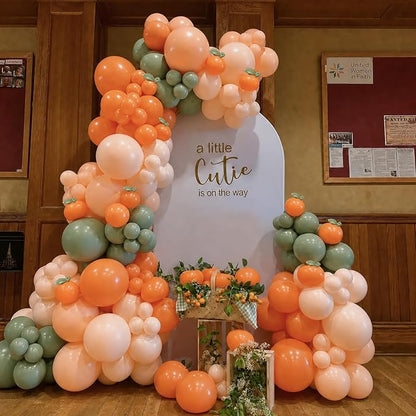 CROSSFINGERS Orange Baby Shower Decorations, Sage Green Balloon Arch Kit | Sand - Image 3