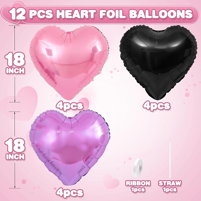 Pink Purple Heart Balloons, 18Inch Purple Pink Helium Polyester Film Balloon - Image 2