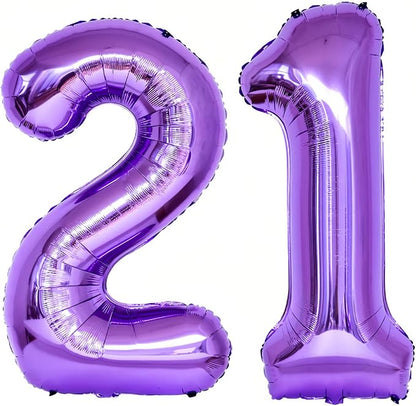 Number 21 Purple Balloons 40 Inch Giant Purple 12 Number Foil Helium Balloons by LHOAVWE