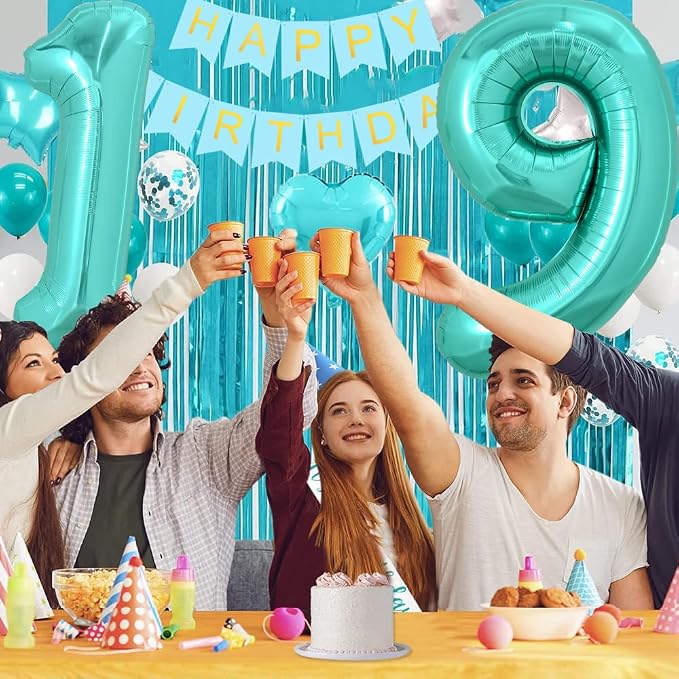TONIFUL 40 Inch Large Teal Blue Number Balloons, Giant Jumbo Helium Foil Mylar - Image 6