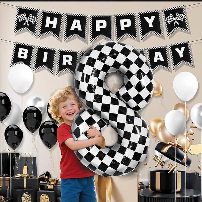 40 Inch Checkered Number 8 Balloon - Image 3