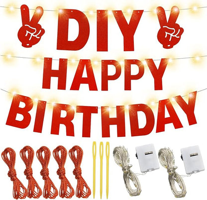 175Pcs DIY Glitter Customizable Banner Kit Happy Birthday Custom Letter Banners - Image 2
