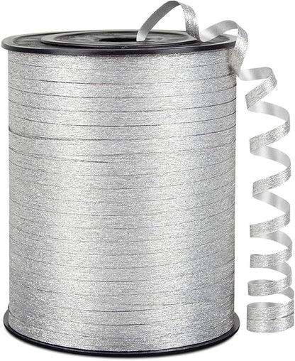 Silvery Glitter Curling Ribbon, 1/5" Wide x 500 Yards Christmas Curling Ribbons by KMERLIFE