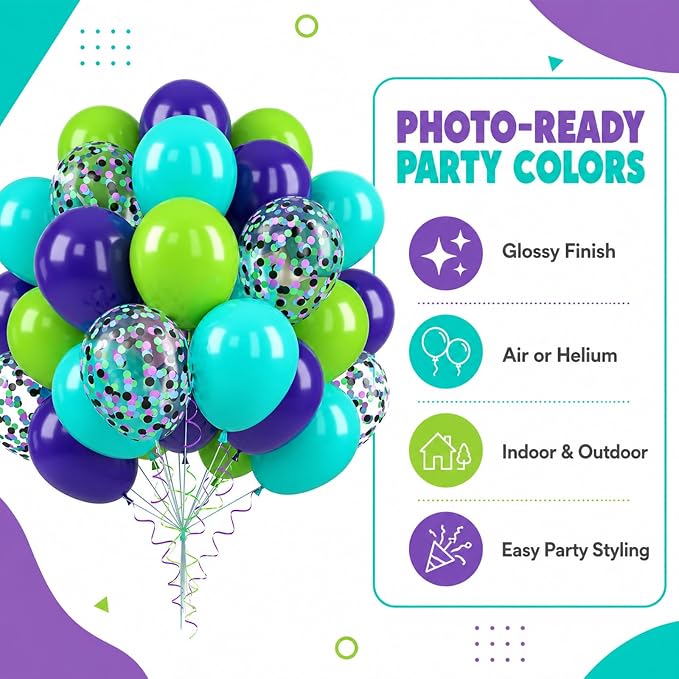 Green Purple Teal Balloons - Image 3
