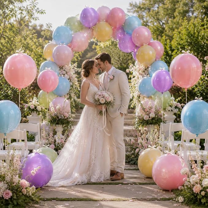 10 Pcs Pastel Round Foil Balloons Multicolor Colorful 4D Ball Balloon Pastel - Image 7
