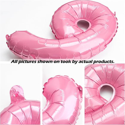 20 Pcs Pink 16" Number Balloons 2 Sets 0-9 Foil Balloon Numbers Décor | Glossy - Image 2