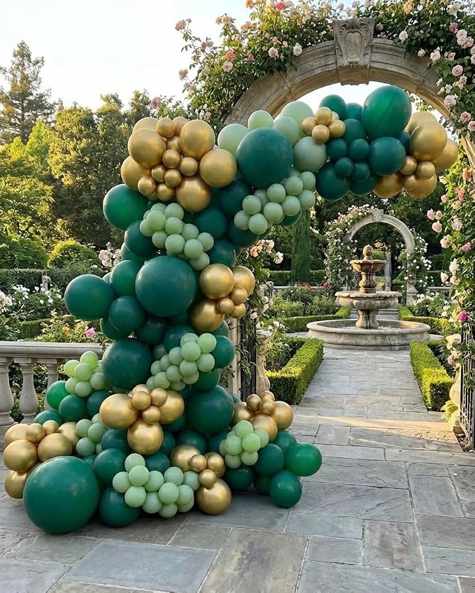 Green and Gold Balloons Garland Arch Kit - Image 6