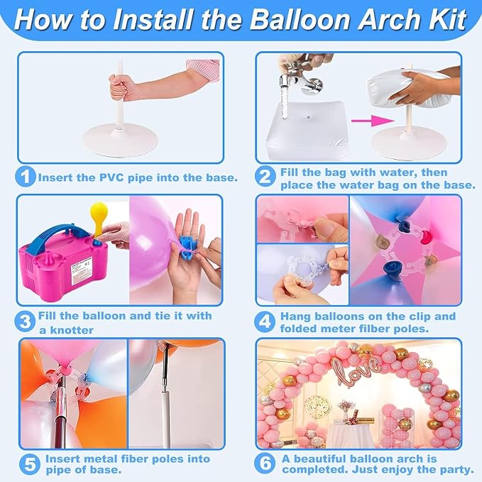 Balloon Arch Kit and Balloon Pump, 10FT Width 9FT Height Adjustable Balloon - Image 5