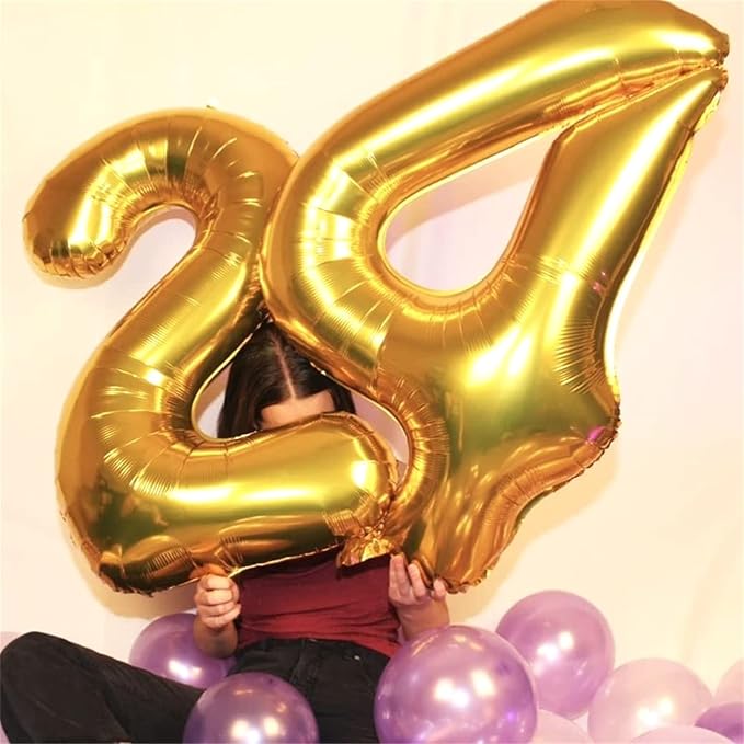 Gold Number 40 Birthday Balloons, 40 Inch Large Gold Mylar Foil Number 4 and 0 - Image 4