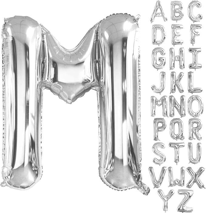 Lovoir 40 Inch Large Silver Letter M Balloons Big Size Jumbo Mylar Foil Helium by Lovoir