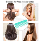 Wide Tooth and Large Detangling Comb Set for Long, Curly, Wet Hair - No Handle Styling, Shampoo, and Detangling Combs (2 Pieces - White, Cyan)