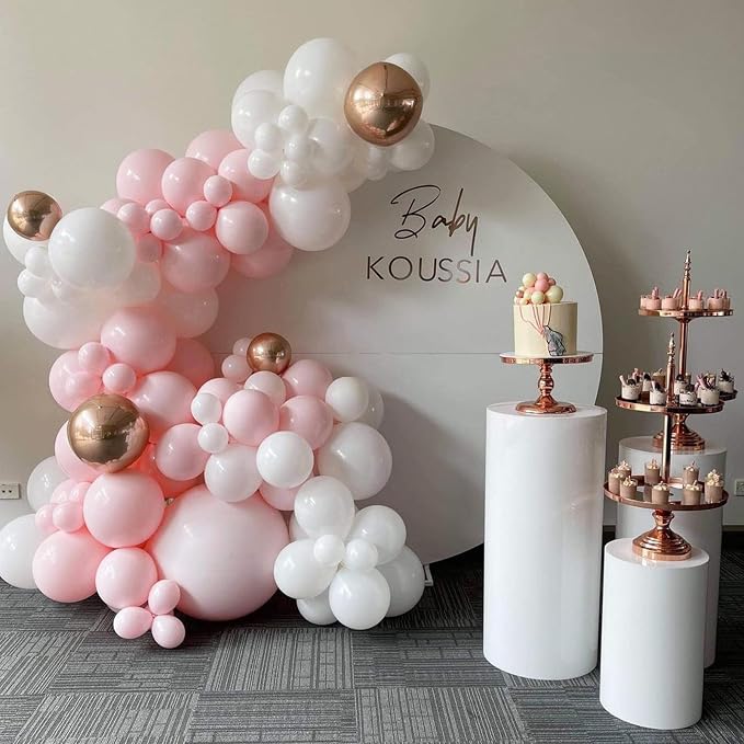 Pink and White Balloon Arch, Light Pink White Party Balloons Pastel Baby Pink - Image 7