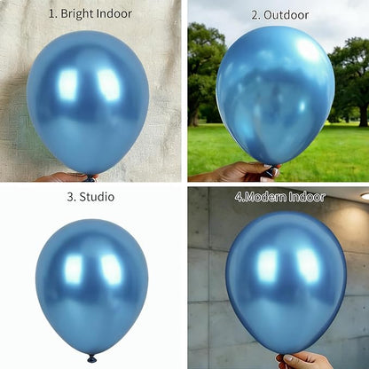 50pcs Metallic Blue Balloons, 12inch Chrome Blue Latex Helium Balloons | - Image 4