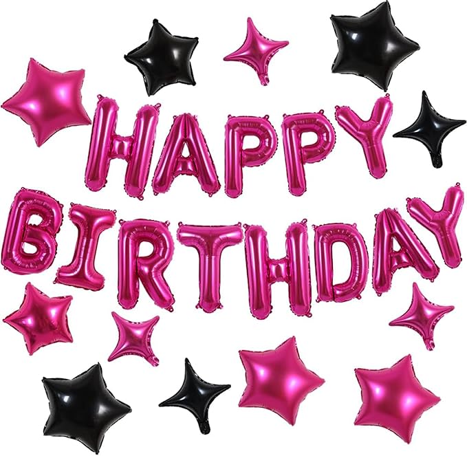 TONIFUL Hot Pink Birthday Decoration Kit 16 Inch Happy Birthday Balloon | 16 by TONIFUL