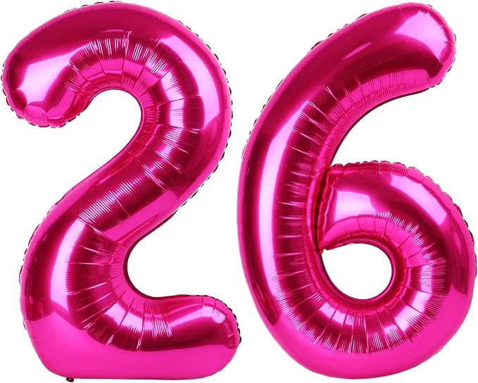 40 Inch Hot Pink Mylar Foil Number 26 62 Birthday Balloon, 26 Boy Girl Party by Upgesy