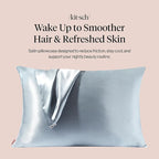 Kitsch Satin Pillowcase with Zipper for Hair & Skin, Softer Than Silk Pillow Cases Queen, Wrinkle-Free, Smooth and Cooling Satin Pillow Covers, Standard Size 19"x26", Haze Blue