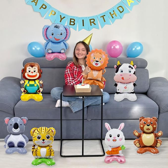 8 Pc Standing Cute Animal Foil Balloons - Image 5