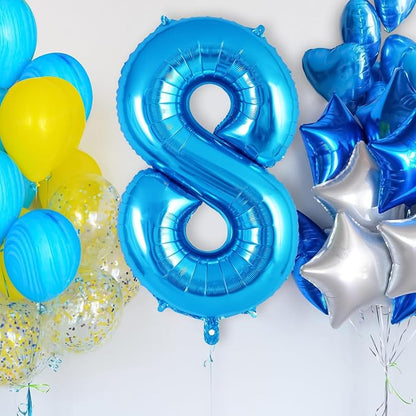 Blue Number 8 Balloon 40 Inch, Big Large Foil Helium Number Balloons, Jumbo - Image 2
