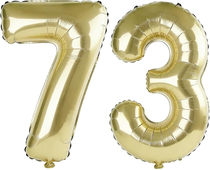 40 Inch Number 73 Balloons for 73rd Birthday Party Decorations, 0-100 Champagne by FOBELEC