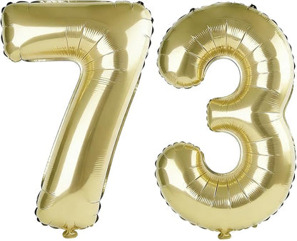 40 Inch Number 73 Balloons for 73rd Birthday Party Decorations, 0-100 Champagne by FOBELEC