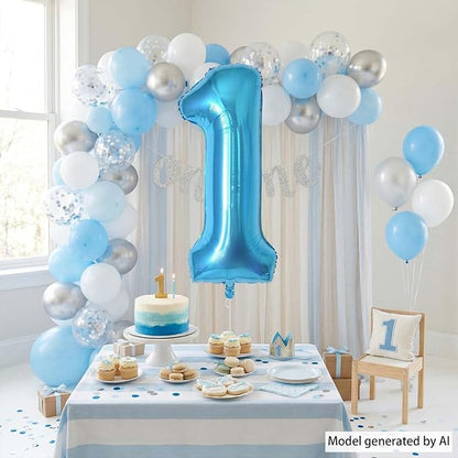 Light Blue Number 1 Balloon 40 Inch, Foil Numeral - Image 3