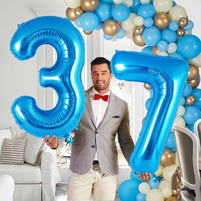 Blue Number 7 Balloon 40 Inch, Big Large Foil Helium Number Balloons, Jumbo - Image 5