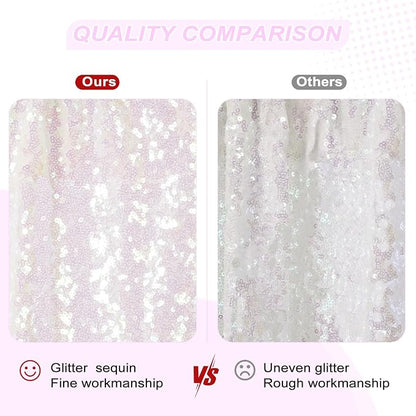PartyDelight Iridescent White Sequin Backdrop Curtains 5x10ft 2 Panels | 4 Inch - Image 3