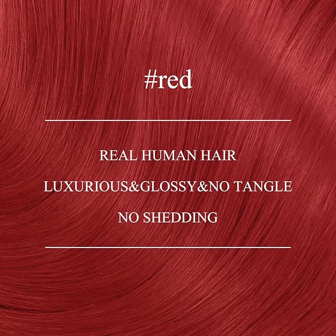 YoungSee Nano Ring Hair Extensions Red Nano Beads Hair Extensions Human Hair 22 inch Nano-tip Extension Red Nanolink Remy Hair Colored for Holiday Dinners 25g 25s