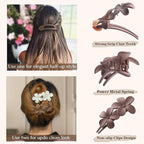 5 Pcs Flat Hair Clips, Medium Lay Flat Claw Clips for Women Girls,2 Styles Strong Hold Non-slip Matte Hair Claws for Thick Thin Hair(Brown&Purple)